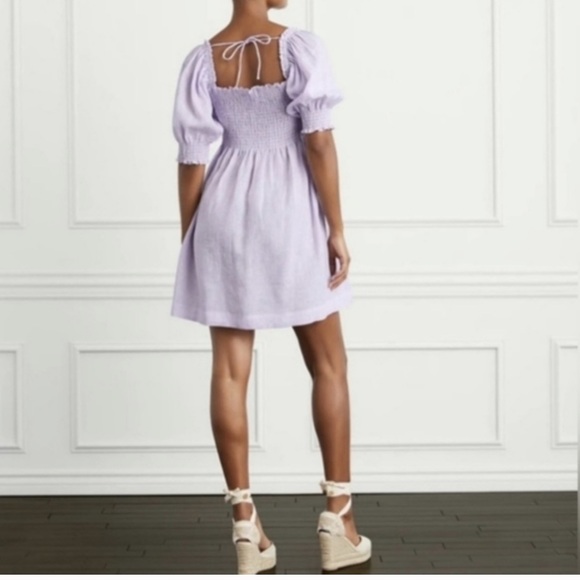 Hill House Athena Midi Sleeve Linen Nap Dress in Lilac Stripe Size XXL - Picture 4 of 10